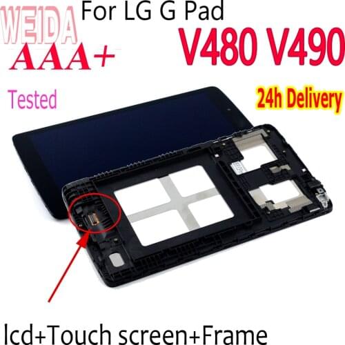 WEIDA LCD Replacement 8" For LG G Pad V480 V490 LCD Display Touch Screen Assembly Frame V480
