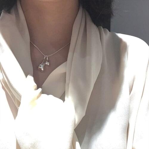 YH-ZL 925 Sterling Silver Geometric Heart Necklaces for Women Temperament Clavicle Chain Hot Sell French Jewelry