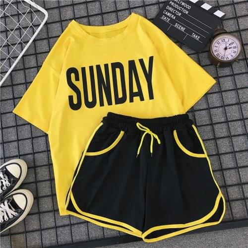 2021 Women Clothing Spring Summer Milk Silk Casual Sportswear Suit Korean Fashion Letter Short Sleeve Shorts Two-Piece Suit
