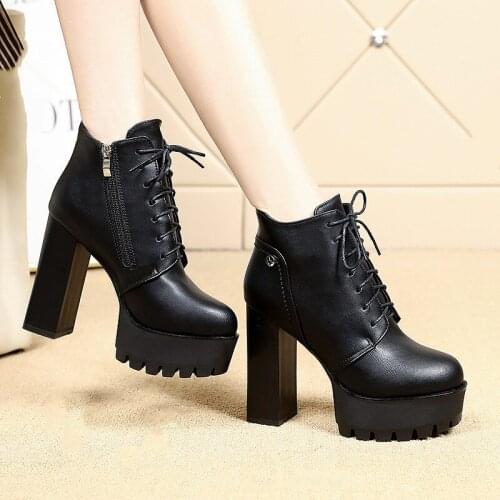 2020 Autumn and winter new super high heel Martin womens shoes platform boots 12cm thick heel women shoes women shoes