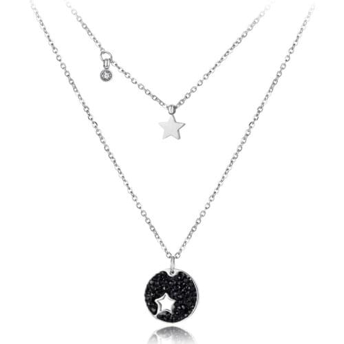 Cubic Zirconia Star Chokers Necklaces For Women Pave Setting Rhinestone Rose Gold Color Stainless Steel Jewelry N18035