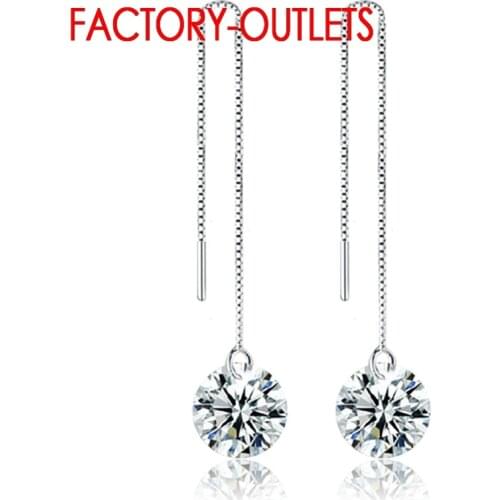 Big Promotion Exquisite 925 Sterling Silver Long Tassel Drop Cubic Zircon Round Crystal Drop Earrings For Women Fashion Jewelry