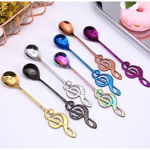 1pc 304 Stainless Steel Musical Notes Spoon Coffee Spoon Tea Stirring Music Bar Ice Cream Mug Dessert Scoop Creative Cutlery