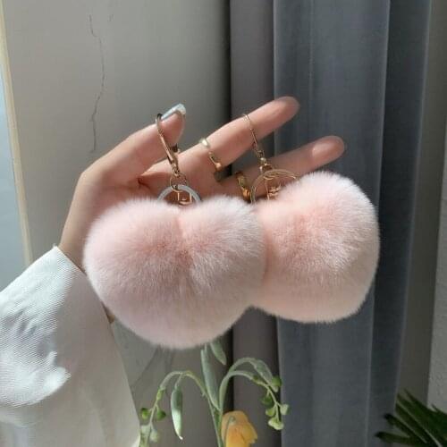 1pcs Fluffy Fur Keychain Soft Faux Fur Love Car Keyring Key Holder Women Bag Pendant Jewelry Keyring Jewelry Gifts