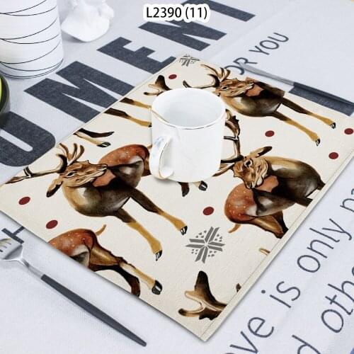 1 Piece Animal Deer Pattern Line Printing Napkin Cloth Home Decoration Table Mat Cloth Tea Towel Coaster 42*32 Servilletas Tela