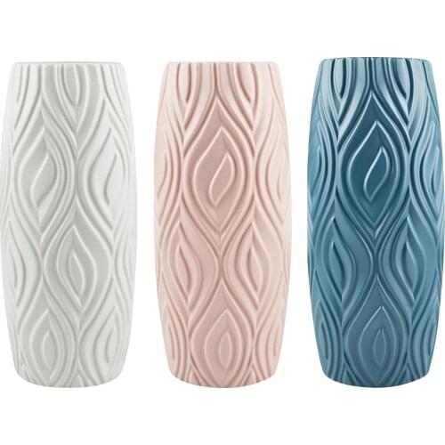 1Pcs Big Belly/Diamond Shape Vase Flower Imitation Ceramic Plastic Flower Vase Flower Basket Nordic Style Everyone