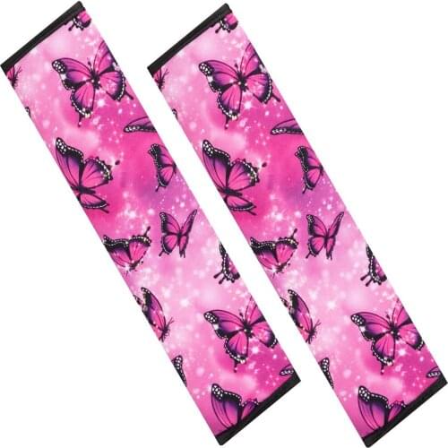 2 Pcs Butterfly Seat Belt Covers - Soft Comfort Butterfly Print Car Seatbelt Shoulder Strap Pads Safety Belt Covers Protective S