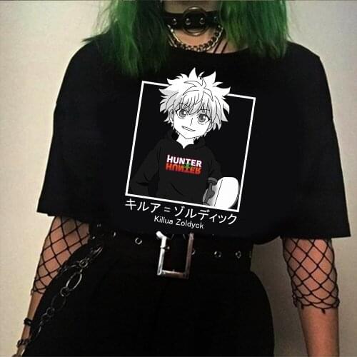 2021 Japanese Anime Hunter X Hunter T Shirt Men Killua Funny Cartoon T-shirt Summer Kawaii Killua Graphic Tees Male
