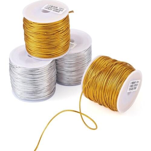 4 Rolls 2mm Metallic Braided 2 Colors Elastic Stretch Ribbon Tinsel Cord Rope Threads For Decorations Craft DIY Jewelry Making
