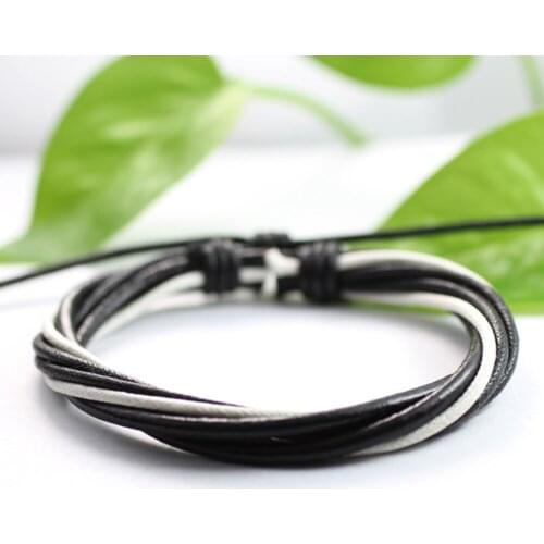 6 Pcs/lot Chain Link Bracelet Fashion Leather Bracelets&Bangles Ethnic braided Rope Wrap Bracelets for Women Men Gift DX36