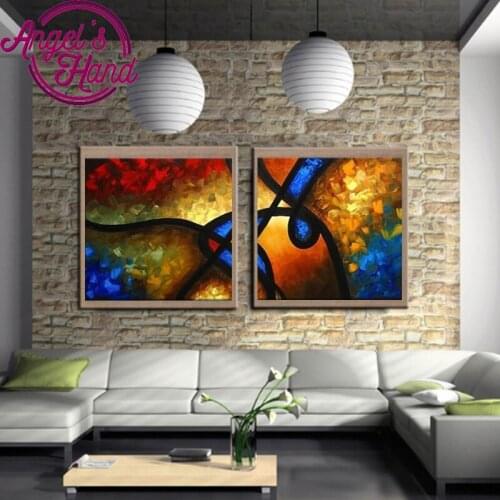 2 pcs/set DIY 5d diamond Painting cross stitch Modern Abstract oil painting,full square diamond embroidery mosaic home decor