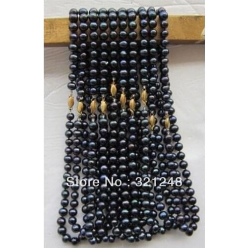 Free shopping new 2014 wholesale 10PCS 8-9mm TAHITIAN pearl necklace 18" GE4594
