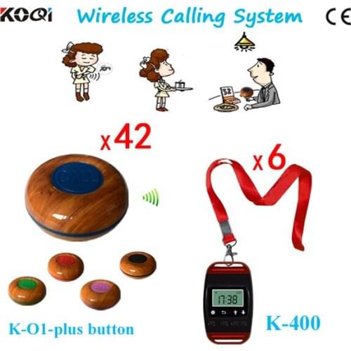 Wireless Call Bell System Wireless Call Buttons Wireless Caller Bell Button Free Shipping 6 Watch Pagers and 42 Buzzers