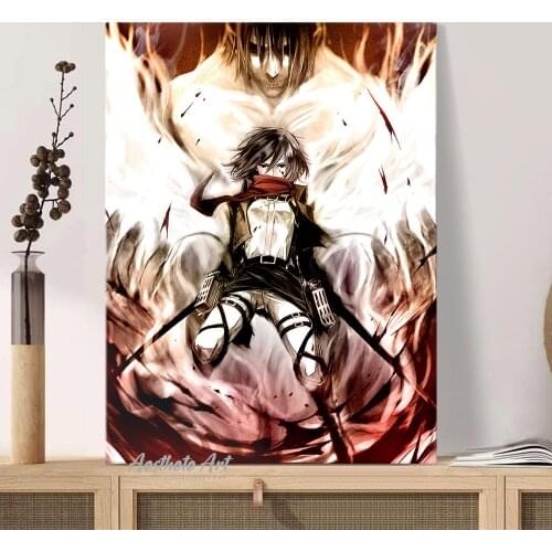 Eren Jaeger Mikasa Ackerman Attack on Titan Manga Anime Decoration Home Decor Canvas Painting Living Room Wall Art Poster Print