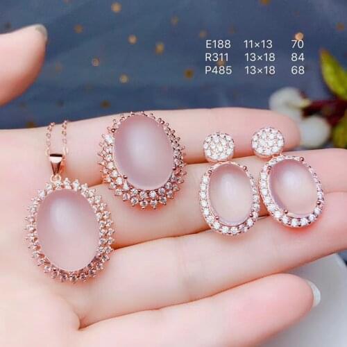 Natural Powder Crystal Suit, Ladys Ring, Granular Crystal, Womens Necklace, 925 Silver, Hibiscus, Beautiful Colors