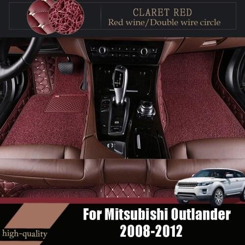 For Mitsubishi Outlander 2012 2011 2010 2009 2008 Car Floor Mats Carpets Auto Double Layer Wire Loop Leather Accessories Rugs