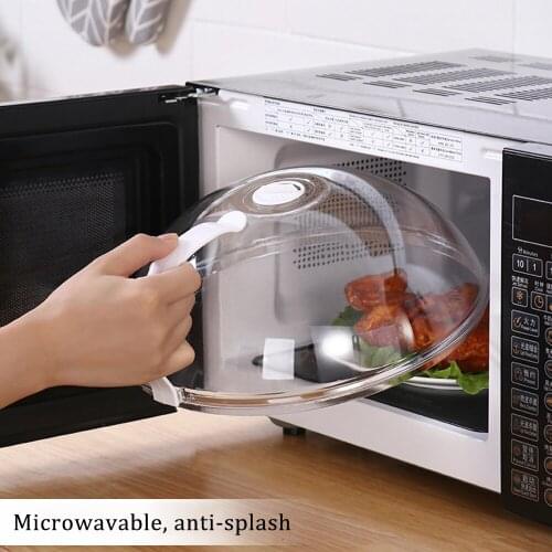 Cover for Heating In Microwave Oven Splash-proof Fresh-keeping Heat-resistant Food Hot Dish Cover with Steam Vents and Handle