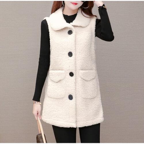 Jacket Vest Autumn Winter Lamb Womens Autumn Winter Fleece Coat Chaleco Mujer