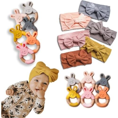 Lets make 2pcs Baby Hair Band Set Cotton Twisted Knotted Bow Baby Teether Girls Hair Accessories Solid Color Baby Girl Headband