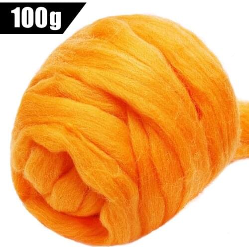 LMDZ 3.53oz Orange Wool Roving Yarn, Wool Felting Supplies,100% Pure Wool, Chunky Yarn, Spinning Wool Roving for DIY Handmade