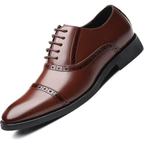 Mazefeng Brand 2020 Oxford Mens Dress Shoes Formal Business Lace-up Full Grain Leather Minimalist Shoes for Men Plus Size 38-48