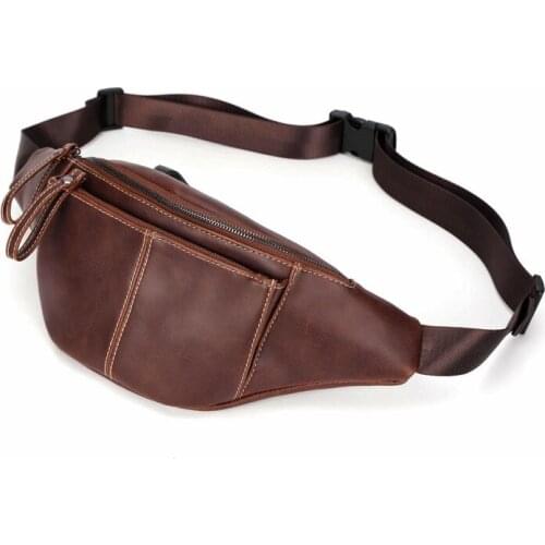 Fashion Mens Waist Bag Chest Bag PU Leather Waterproof Fanny Pack Men Messenger Shoulder Bags Multifunction Male Waist Pack