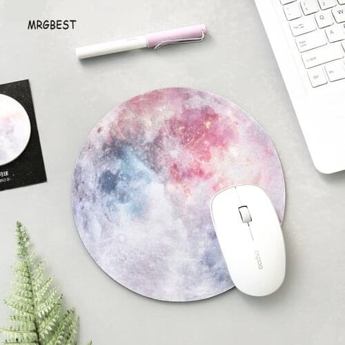 MRGBEST Round Small Size Cute and Lovely Exquisite Planet Star Pattern Mouse-pad Durable Nature Rubber Pads for Gaming or Office