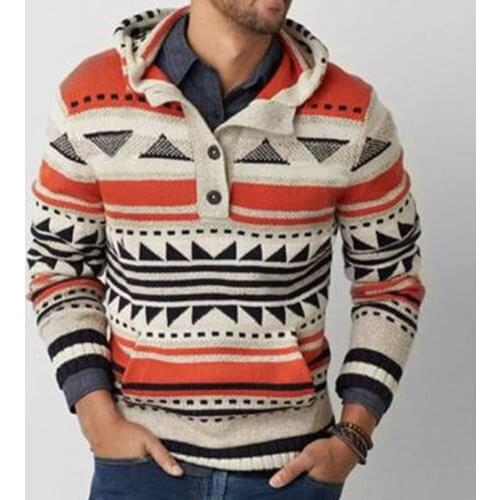 Thin Men Sweater Autumn 2020 New Year Jumper Oversize Casual Pocket Hooded Color Block Knitted Sweaters Long Sleeve Pullove Top