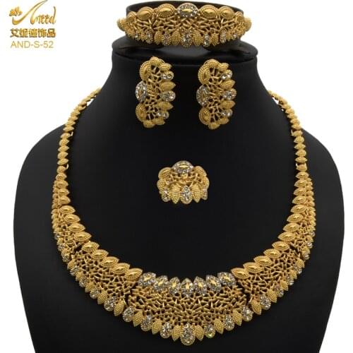 ANIID Jewlery Set Cute Nigerian Jewelry Bracelets For Women Saudi Arabia Gold Necklace And Earrings Bride Gift Moroccan Nigeria