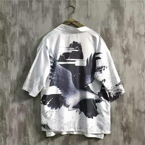 Asian Print Clothes Summer Women Men Cartoon Shirt Japanese Adult Samurai Cosplay Costume Anime Unisex Haori Yukata Cardigan