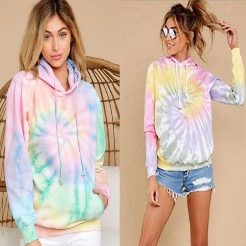 Fall ladies casual tops ladies high quality loose spring tie-dye hoodie long sleeves