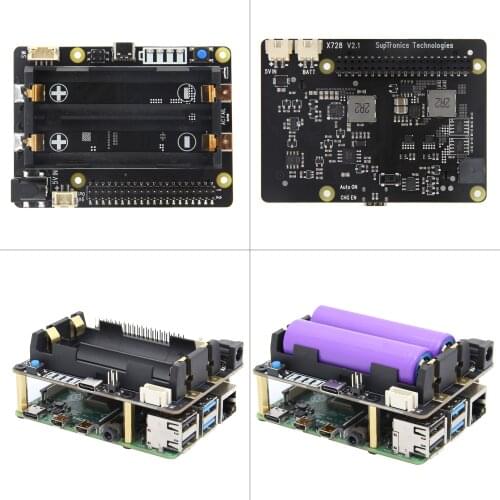 Raspberry Pi 4B/3B+/3B X728 V2.0 UPS HAT& Power Management Board with AC Power Loss Detection, Auto On & Safe Shutdown Function