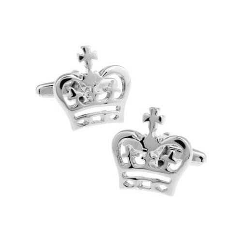 HYX Luxury shirt Silvery crown cufflink for mens Brand cuff buttons cuff links High Quality abotoaduras Jewelry