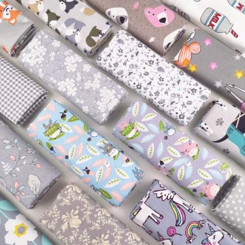 Gray Animal Flower Diy Sewing Craft Baby Dress Home Decor Telas Crib Patchwork Cloth Tissus Tilda Tecido Sheets Cotton Fabric