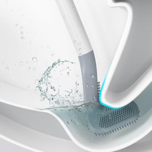 Toilet Brush Water Leak Proof With base Silicone Wc Flat Head Flexible Golf Soft Bristles Brush Long-Handled Toilet Accessories