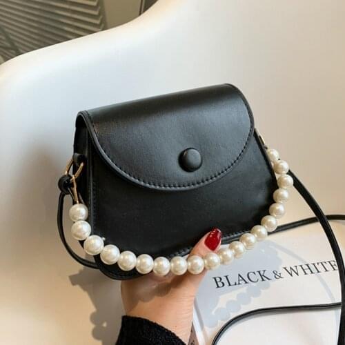 2021 New Sweet Crossbody Bags For Women Fashion Pearl Chain Shoulder Bag Simple Design Handbags Ladies Small Cross Body