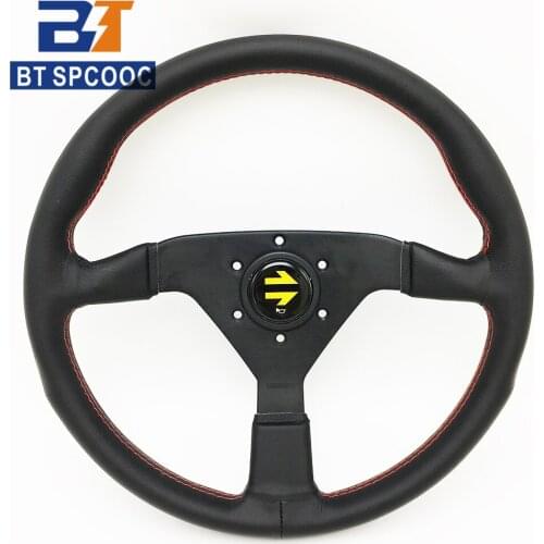 Universal 14inch Car Drift Sport Steering Wheel Leather Concave Steering Wheel 350mm Racing Race Stering Wheel With Mo LOGO
