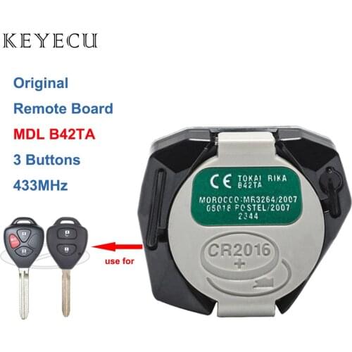 Keyecu Replacement Original Remote Control Board - 3 Buttons 433MHz B42TA - FOB for Toyota Hilux/ 4Runner 2005-2008/ 2003-2009