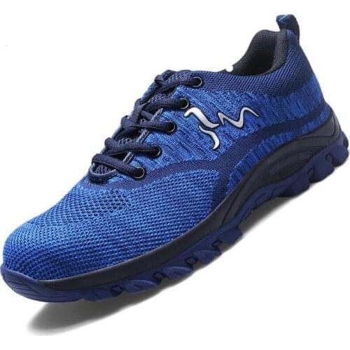 Safety Shoes Cap Steel Toe Safety Shoe Boots For Man Work Shoes Men Breathable Mesh Size 12 Footwear Wear-resistant GXZ017