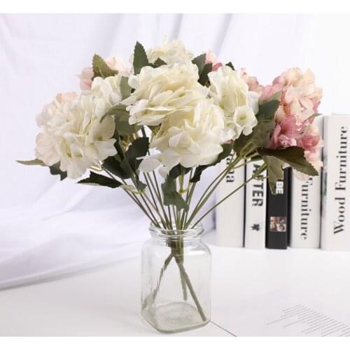 1 Bundle 5 Heads Hydrangea Artificial Flower for Home Decoration Wedding Road Lead Layout DIY ornamental flower pot vase flower