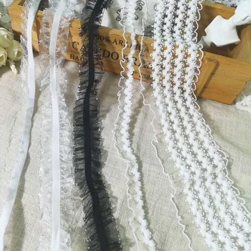 1Yards Elastic Lace Fabric Guipure Sewing Lace Trim 1.5cm 2.5cm Silver Ribbon Tulle Lace Dress Decoration Materials Crafts RG43