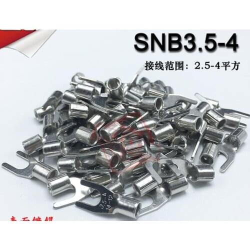 1000pcs/lot SNB3.5-4 Cold Forked Y U-shaped Bare End Brass Wire Nose Terminal Blocks