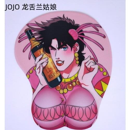 JoJo Joseph Joestar 3D Wrist Rest Mouse Pad Mat Pink Jo Jo Bizarre Adventure Anime Mousepad for Laptop PC Pad Computer Desk Mat