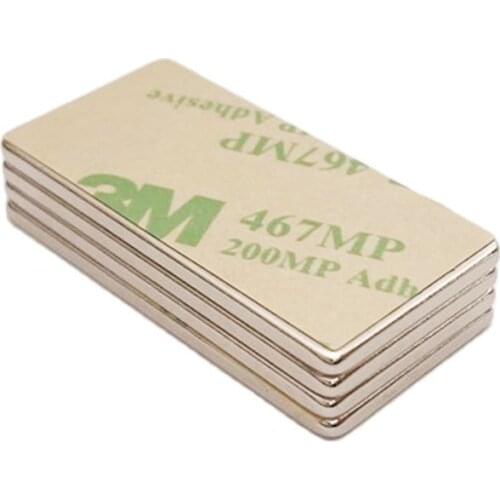 4pcs 40x20x2mm Neodymium Super Strong Block magnets block Magnetic parts Rare Earth Neodymium, one side with 3M tape 40x20x2mm