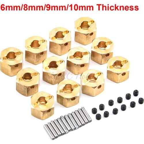4Pcs/set Widened 12mm Brass Coupler Car Wheel Hex Hub Adapters for SCX10 CC01 WRAITH 90027 90034 GEN8 RC Parts Accessories
