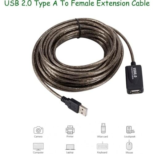 5M/10M/15M/20M USB2.0 Male to Female Repeater Cable Extender Cord Extension Active USB 2.0 for Desktop Computer Printer