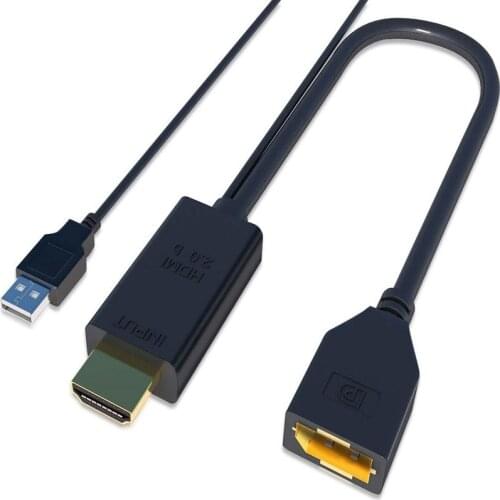 HDMI-compatible To DisplayPort Converter Adapter Male To Female Extensions 4K Cable 3840x2160 with USB 2.0 Power for Laptop PC