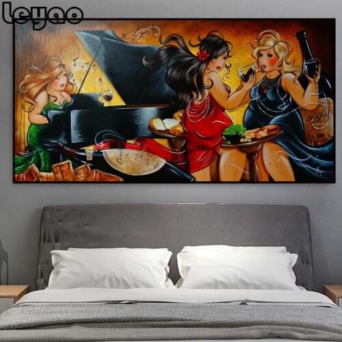 5D Diy Diamond Mosaic Fat Lady Party Art Diamond Painting Full Square Round Diamond Embroidery portrait Girl