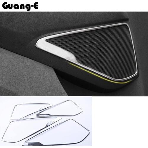 Car Door Stick Stainless Steel Inside Audio Speak Sound Ring Circle Lamp Trim 4pcs For Hyundai Tucson 2015 2016 2017 2018