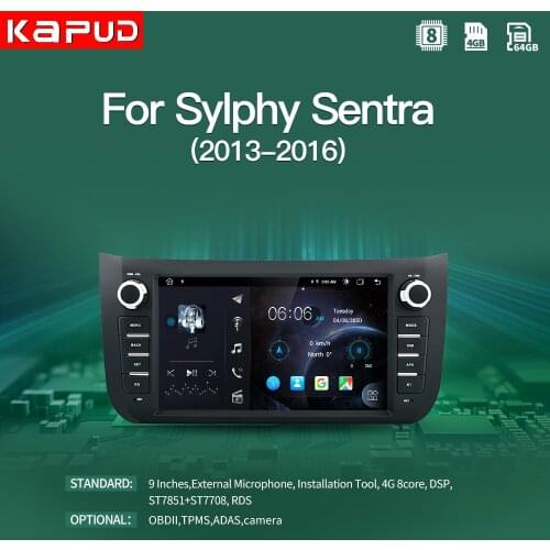 Kapud-Car Radio 8"Android 10 GPS Navigation DSP Video Multimedia Player Stereo,For Voiture Nissan Sylphy B17,Sentra 12 2013-2017